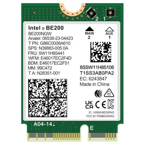 INTEL Wi-Fi 7 BE200 M.2 non vPro WLAN adapter BE200.NGWG.NV
