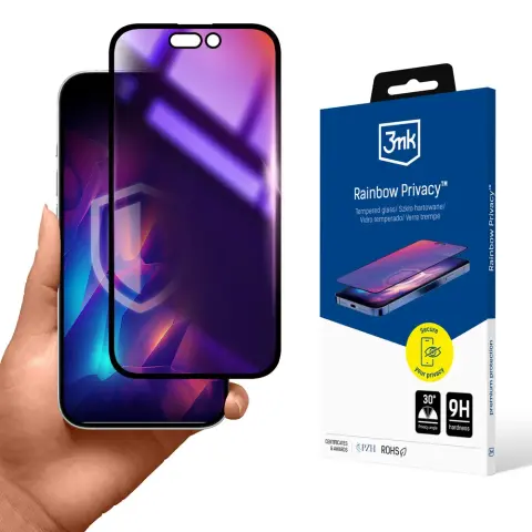 3MK Rainbow Privacy edzett üveg védőfólia Apple iPhone 15 Plus
