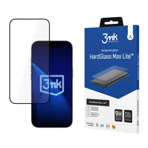 3MK HardGlass Max Lite edzett üveg védőfólia Apple iPhone 17 Pro / iPhone 18 Pro fekete