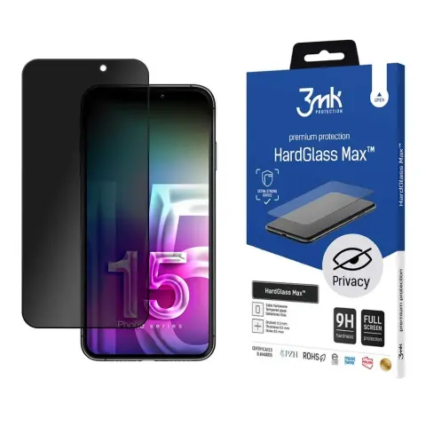 3MK HardGlass Max Privacy edzett üveg védőfólia Apple iPhone 15 Plus készülékhez 5903108531085