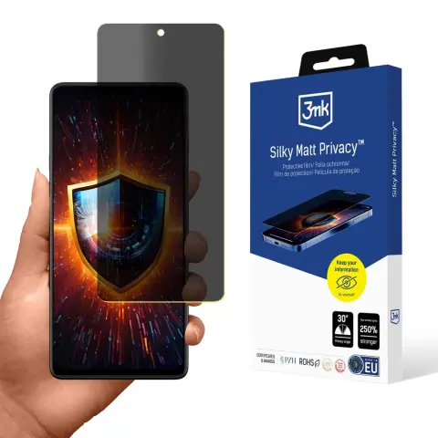 3MK Silky Matt Privacy védőfólia Motorola Edge 20 - matt felület 30° betekintési védelem
