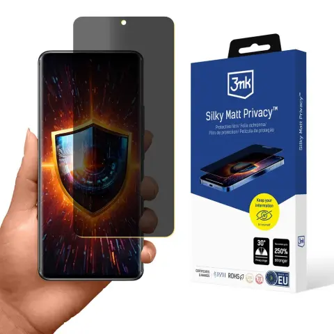 3MK Silky Matt Privacy védőfólia Redmi Note 14 Pro+ - 30° betekintés elleni védelem matt felület