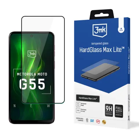 3MK HardGlass Max Lite edzett üveg védőfólia Motorola Moto G55 5G-hez