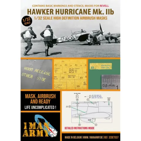 1MANARMY Hawker Hurricane Mk IIb műanyag repülőgép makett 1MA32DET037