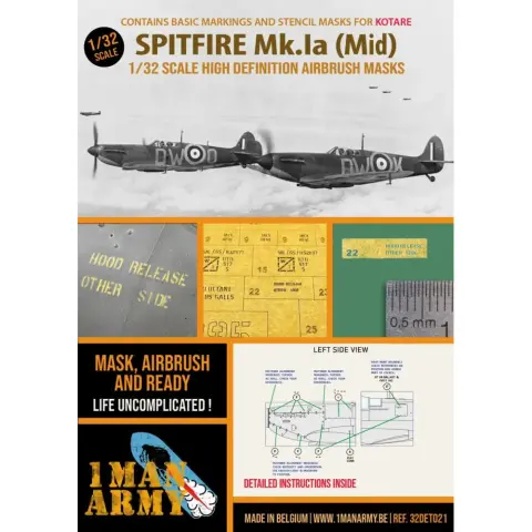 1MANARMY 1MA32DET021 Spitfire Mk Ia Mid (Kotare) makett