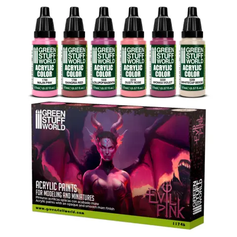 GREEN STUFF WORLD GSW11746 Paint Set Acrylic colors EVIL PINK (6 darabos)