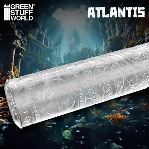 GREEN STUFF WORLD GSW2502 Rolling Pin ATLANTIS nyomóminta henger (14.5 cm hosszú 2.5 cm átmérő)
