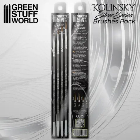 GREEN STUFF WORLD GSW10193 SILVER SERIES Kolinsky ecsetkészlet