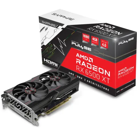 SAPPHIRE 11314-07-20G Radeon RX 6500 XT 4GB GDDR6 PULSE OC PCIE