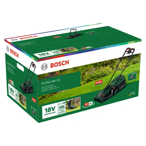 BOSCH Rotak 18V-34 akkumulátoros fűnyíró - akku és töltő nélkül 06008B9N01