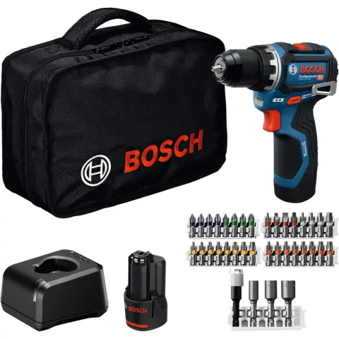 BOSCH GSR 12V-32 Akkus Fúró-Csavarozó + 2x2.0Ah akku + 32 részes kiegészítő készlet + hordtáska 06019N7004