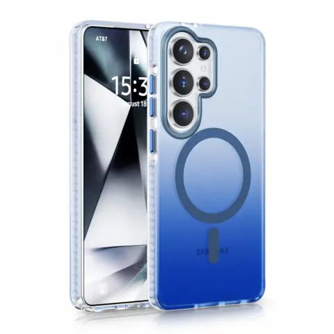 CELLECT Magnetni silikonski ovitek Samsung Galaxy S26 Ultra modro-prozoren
