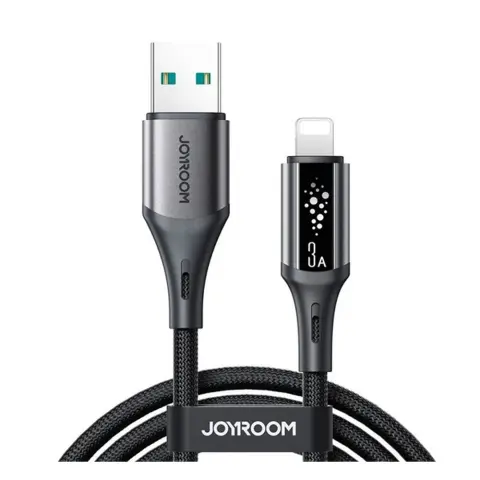 JOYROOM STARTALK adatkábel USB-Lightning 3A PD gyorstöltő LED 120cm fekete