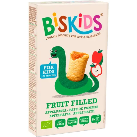 BISK Fruit filled organic biscuits filled with apple puree 120g 100849