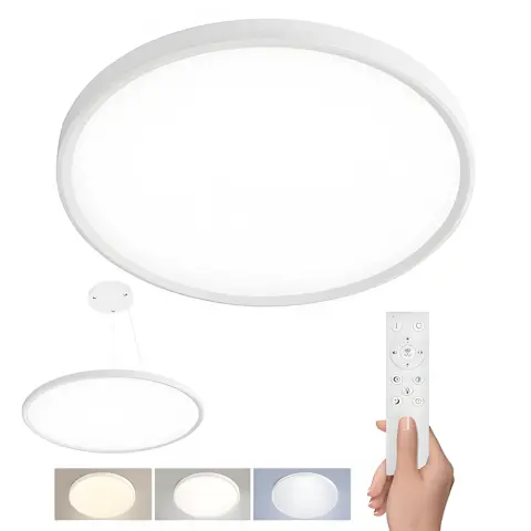 SOLIGHT Estela LED mennyezeti világítás távirányítóval 50W 60cm fehér WO8023
