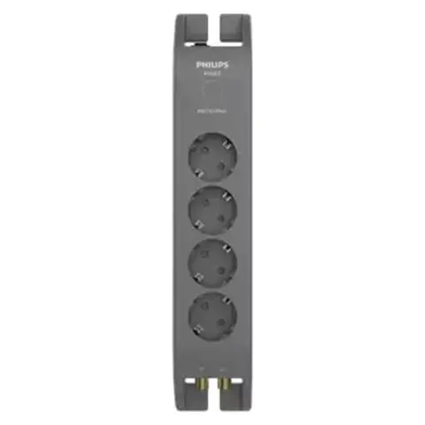 PHILIPS Surge protector power strip 4 sockets 2m dark grey PSPN5144A