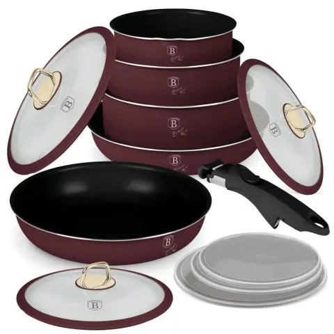 BERLINGER HAUS BH/8250 Pan set with detachable handle 12-piece Matte burgundy