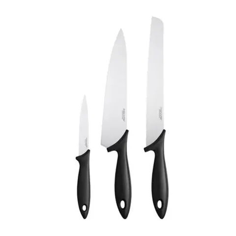 FISKARS Set de cuțite pentru începători 3 piese cuțit pentru pâine cuțit de bucătar cuțit pentru decojit IF1065583