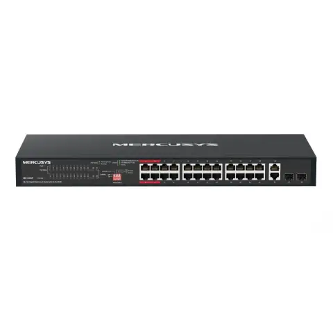 MERCUSYS Switch 24x GbE PoE+ 2x GbE SFP 295W rack MS128GP