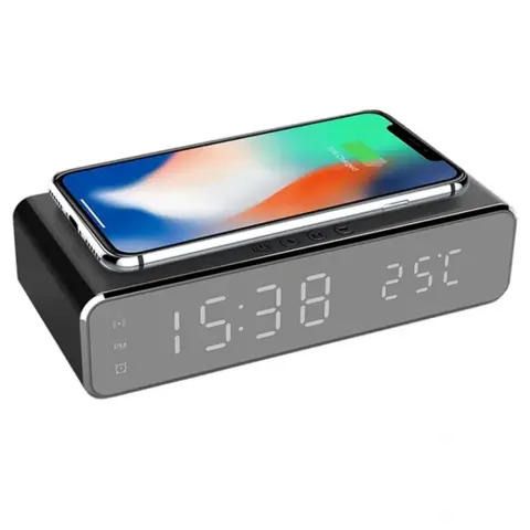 IRIS DC-120-B-Qi ceas digital cu alarmă cu încărcător 15W Qi negru IRIS DC-120-B-QI