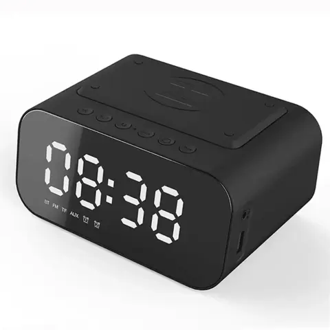 IRIS DC-110-B-Qi ceas digital încărcător 15W Qi difuzor BT FM negru