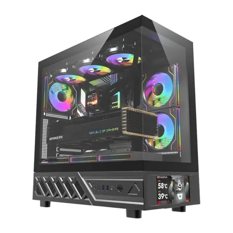 DARKFLASH DS950V kućište računala sa zaslonom crno + 6 kom. ventilatora