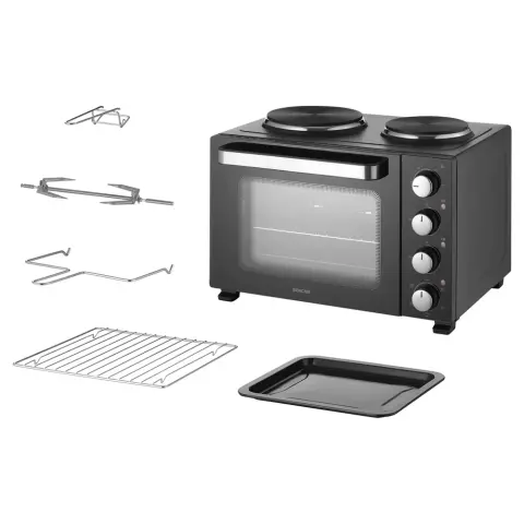 SENCOR Mini sütő 28 l 3200 W főzőlapokkal fekete SEO 2800BK