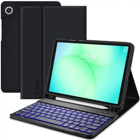 TECH-PROTECT Sc Pen + Keyboard oldalra nyíló kitámasztható mappa tok ceruza tartóval billentyűzettel Samsung Galaxy Tab A9+ / Tab A11+ fekete SP113122