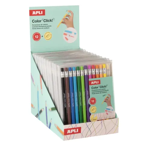 APLI Color Click Színes töltőceruza készlet nyomógombos 12 szín LCA20545