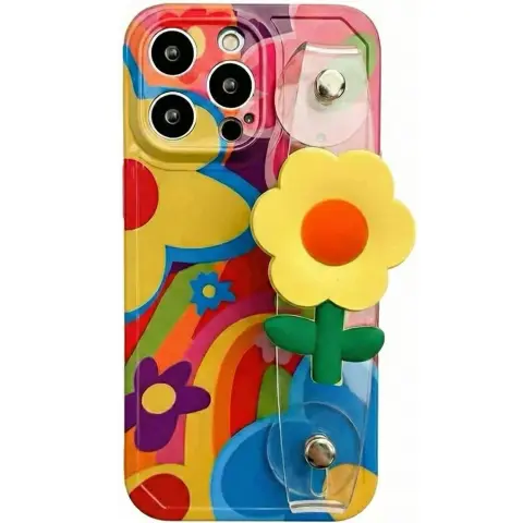 ZONE Flower Case iPhone 17 silicone case with hand strap floral pattern TS15707