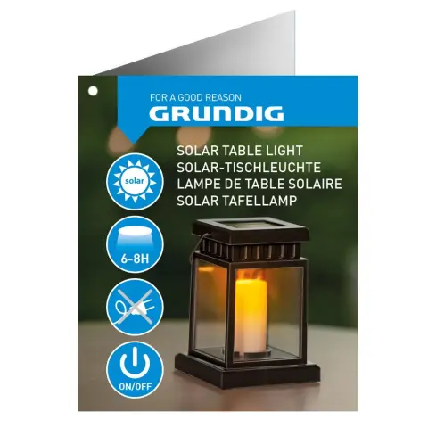 GRUNDIG Napelemes asztali lámpa sárga antik LED pislákoló SOL476469