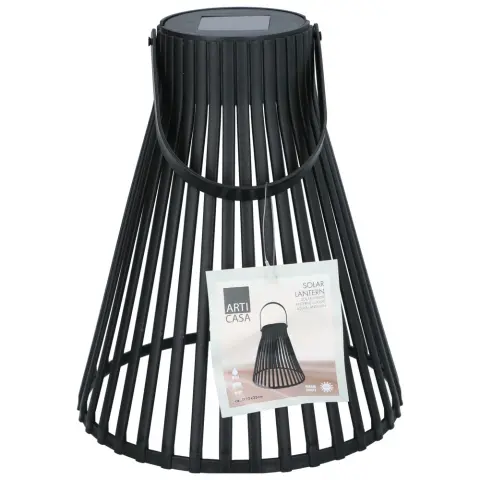 LED-es szolár kerti lámpa fekete akasztható fém 24x20x20 cm SOL302249