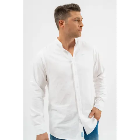 BUDMIL Modern fit hosszú ujjú ing Férfi XL fehér