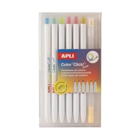 APLI Color Click Mix töltőceruza készlet többszínű 6 db + hegyező LCA20549D
