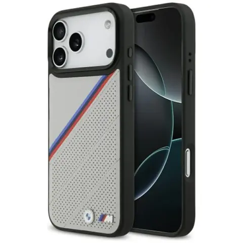 BMW M Tricolor Metal Logo MagSafe tok iPhone 17 Pro Max / iPhone 18 Pro Max szürke SP112020