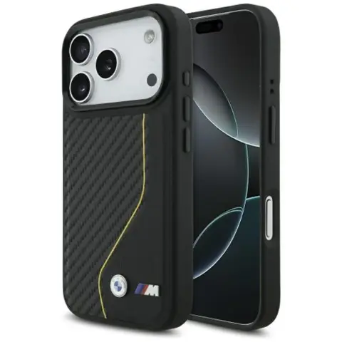 BMW M Carbon Line & Logo MagSafe tok iPhone 17 Pro Max / iPhone 18 Pro Max fekete-sárga SP112032