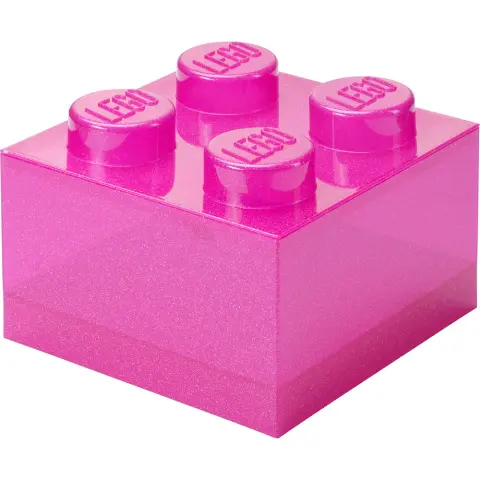 ROOM COPENHAGEN Tárolódoboz 4-es lego kocka formájú fedővel csillámos pink/átlátszó 40090801
