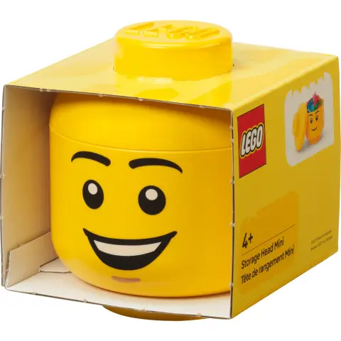 ROOM COPENHAGEN Tárolódoboz fiú lego figura fej formájú mini sárga vidám változat 40330812