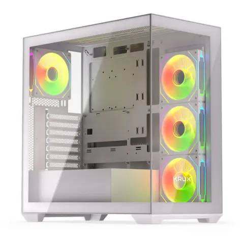 KRUX Midi-Tower PC case white ATX Tempered Glass RGB LED KRXD009