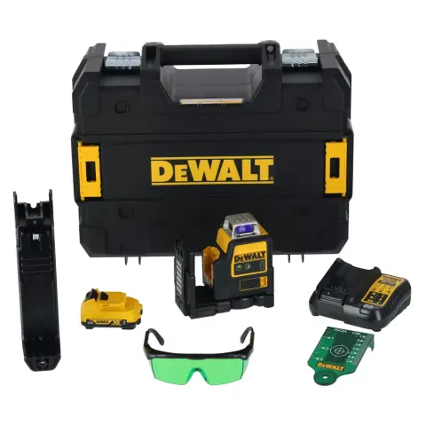 DEWALT 2x360° keresztvonalas szintező lézer zöld 10.8V Li-Ion IP65 DCE0811D1G-QW