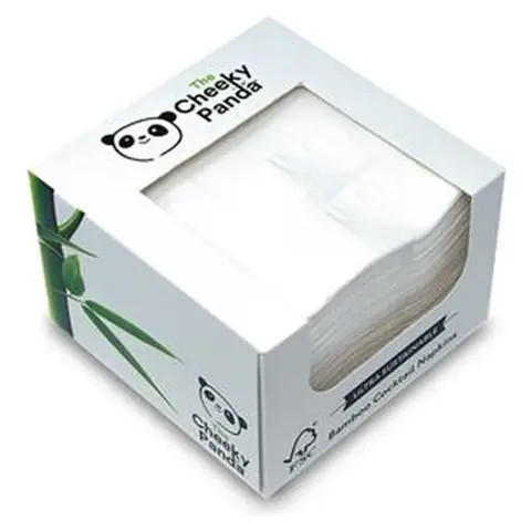 CHEEKY PANDA Bamboo cocktail napkins 1/4-fold 2-ply 25x25 cm white KHH903