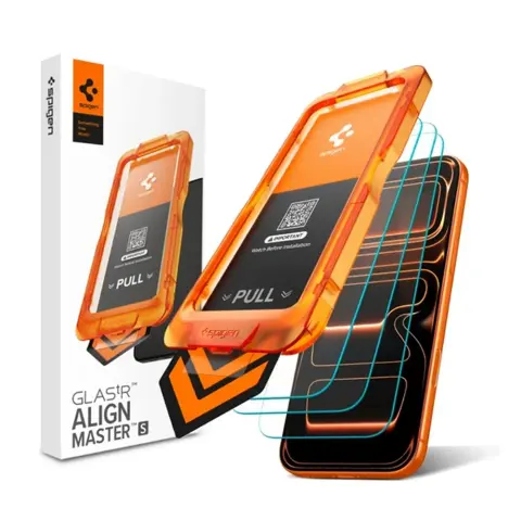 SPIGEN iPhone 17 Pro Max / iPhone 18 Pro Max GLASS TR ALIGNMASTER S képernyővédő üveg 3db 2.5D 9H + segédkeret átlátszó AGL10099