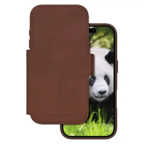 DBRAMANTE1928 Lynge flip tok Apple iPhone 17 Pro / iPhone 18 Pro valódi bőr sötét barna MagSafe LM63GTDT6629