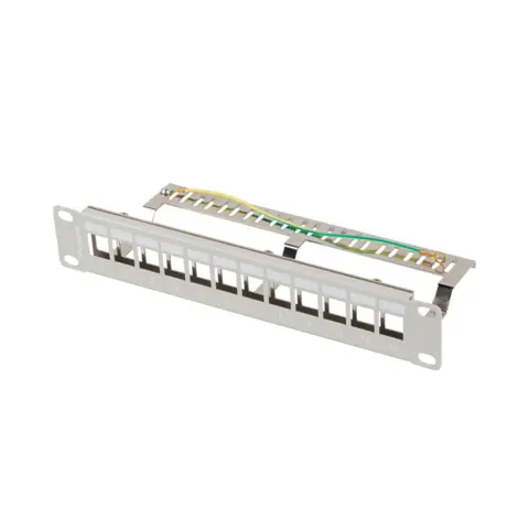 LANBERG Patch panel 12 port 10" 1U FTP keystone modulokhoz szürke