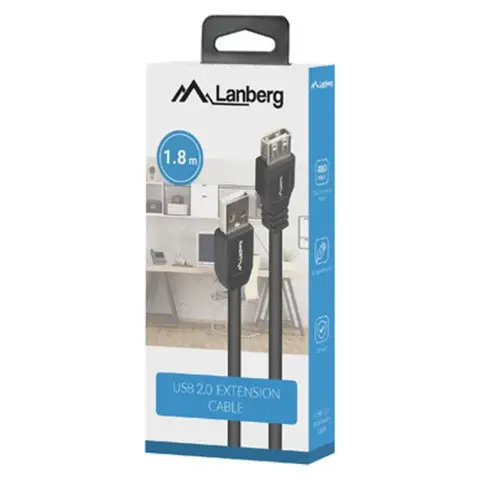 LANBERG USB 2.0 Hosszabbító Fekete 1.8m