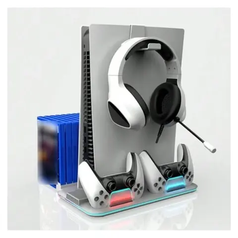 BLACKBIRD PS5 konzol hűtő ventilátor töltőállomás játéktartó fehér RGB BHDZ504