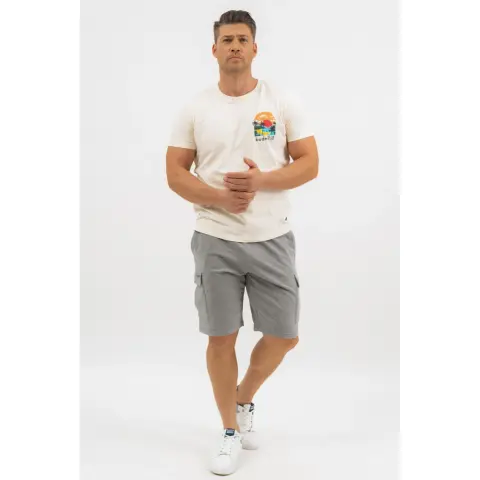 BUDMIL Oldalzsebes bermuda short Férfi S szürke