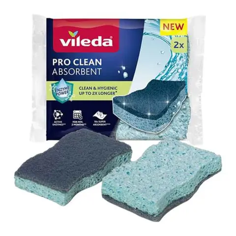 VILEDA Pro Clean viscose dishwashing sponge 2 pcs blue KHTV80
