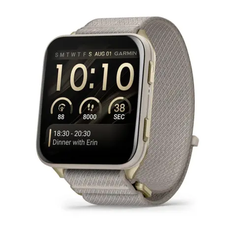 GARMIN Venu X1 puha arany Titanium hátlap francia szürke nylon szíjjal 010-02980-09