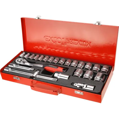EXTOL Premium racsnis dugókulcs készlet 1/2" 45fog 24db 10-32mm 8818365